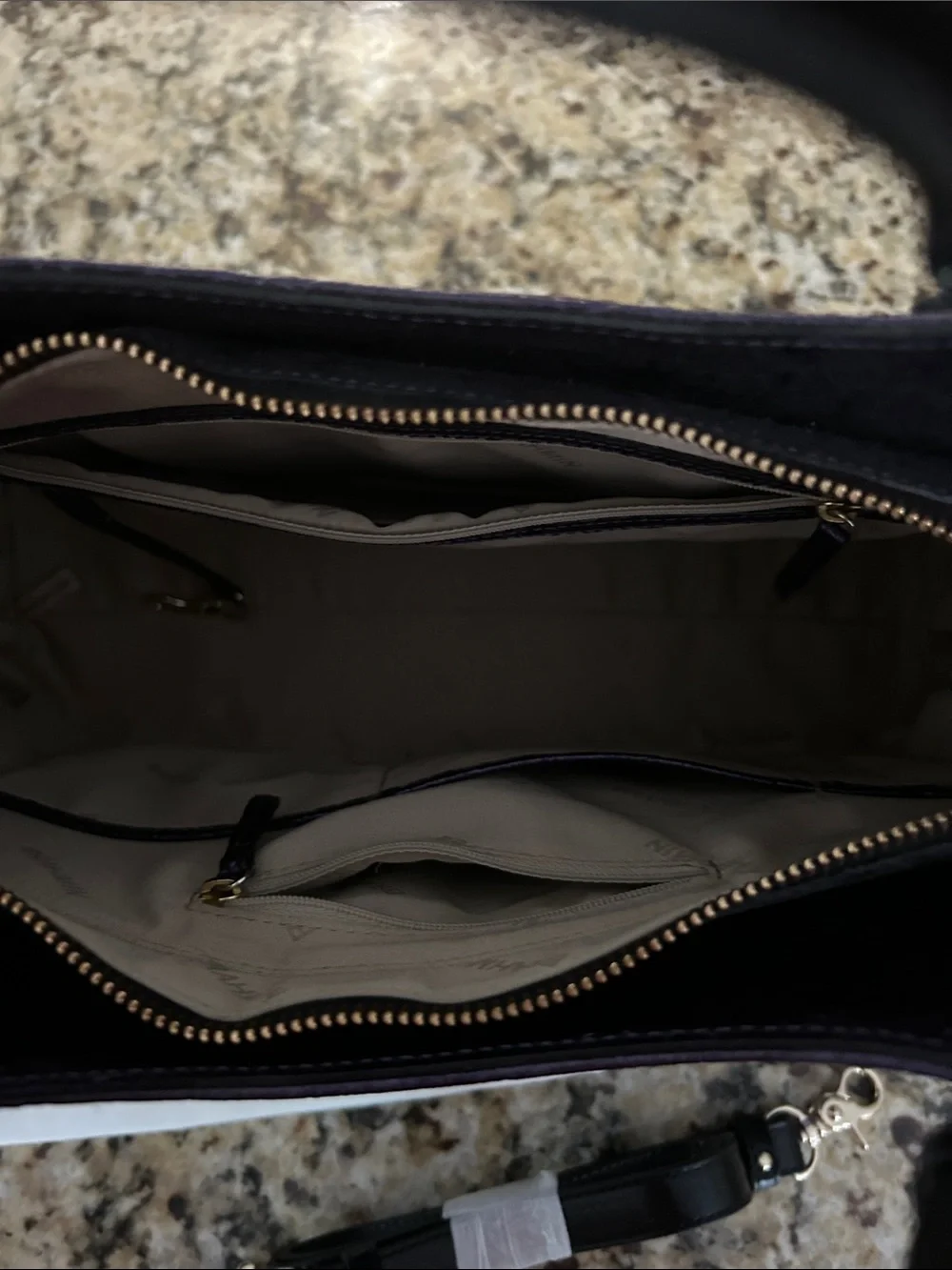 Brahmin Purple Faux-Snakeskin Tote with Black Trim and Gold Accents - Picture 9 of 11